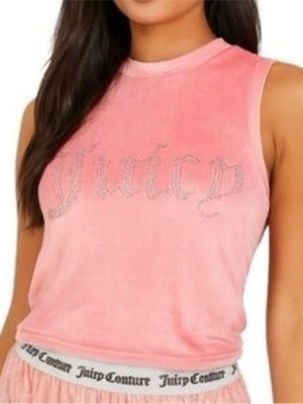 Juicy Couture Pink Velvet Tank with Crystal 'Juicy' Logo